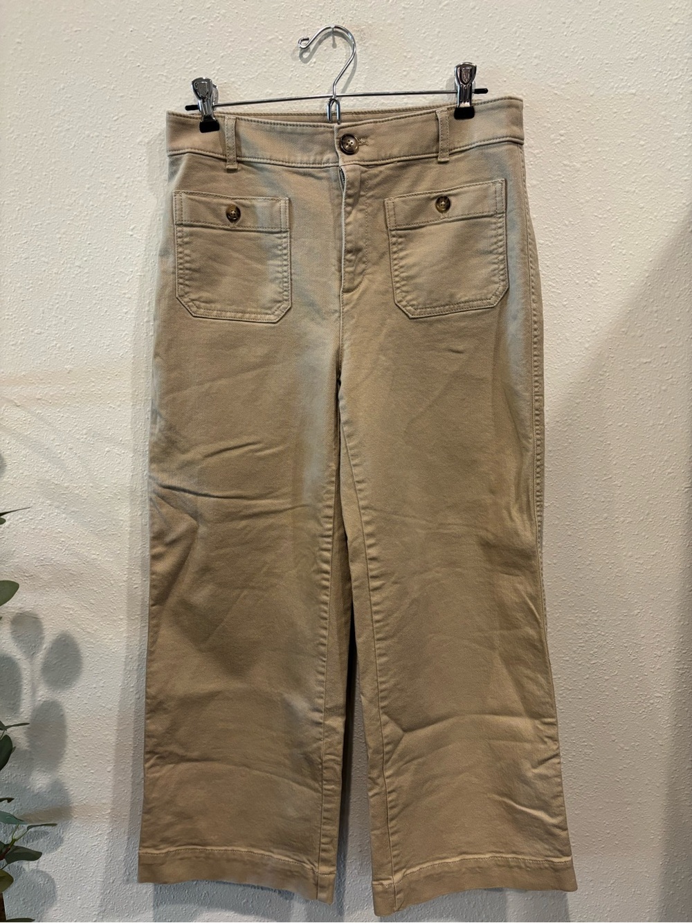 LOFT Khaki Palmer wide leg pants 4